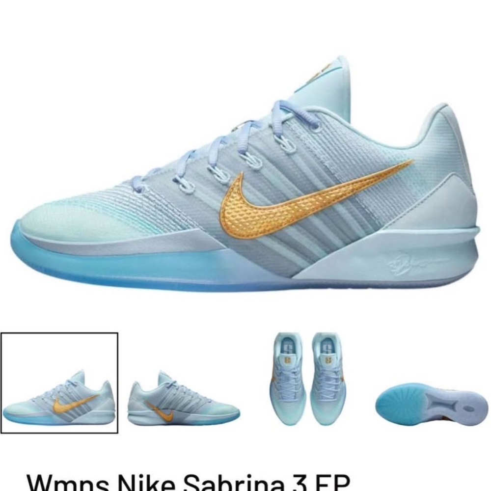Nike Women's Sabrina 3 Blue and Gold Sneakers